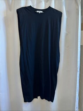 Moodie Black Sleeveless Long Tank Dress size medium 100% cotton back slit. NWOT